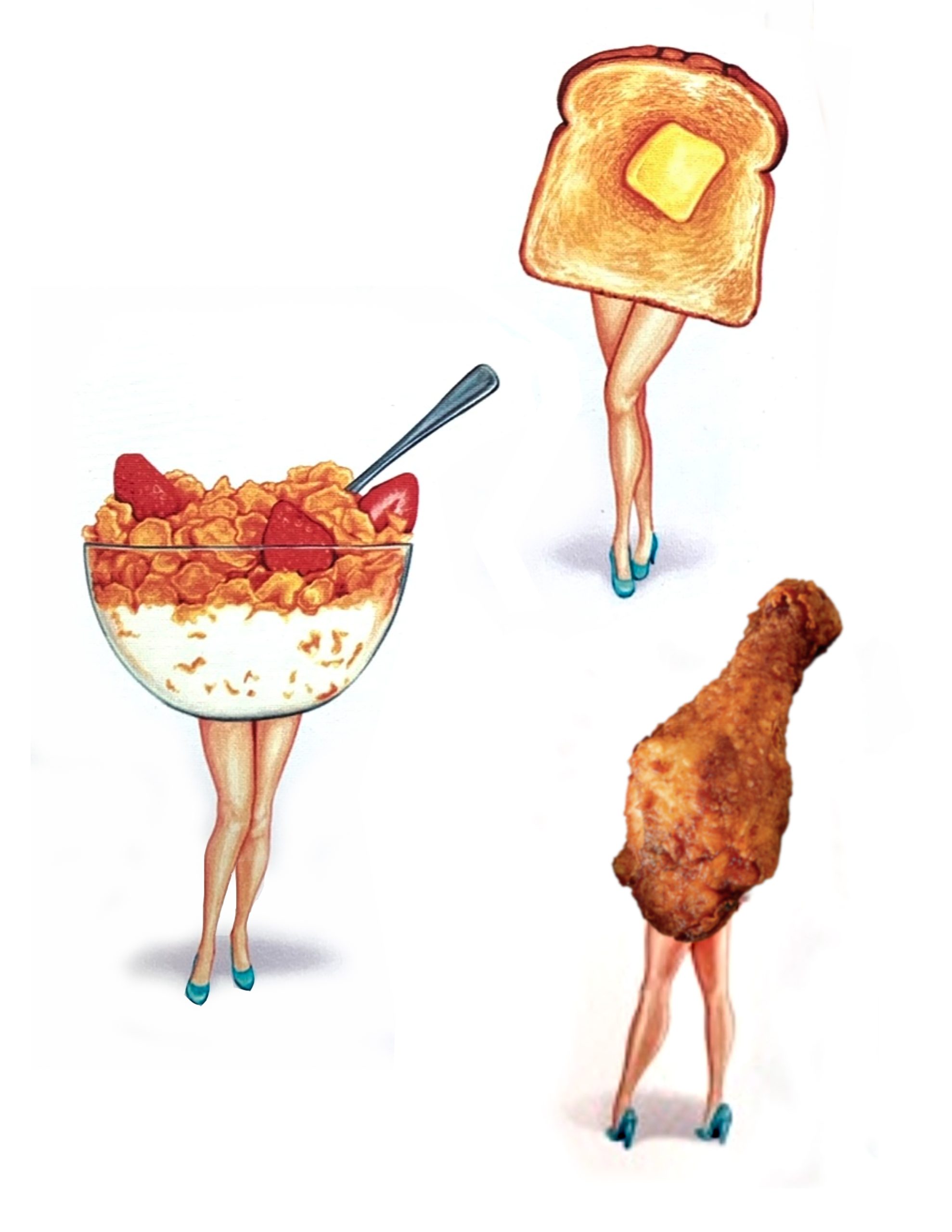 women legs with american food design