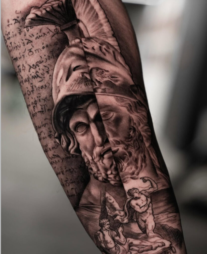 Realism black and grey, gray, gladiator, sleeve